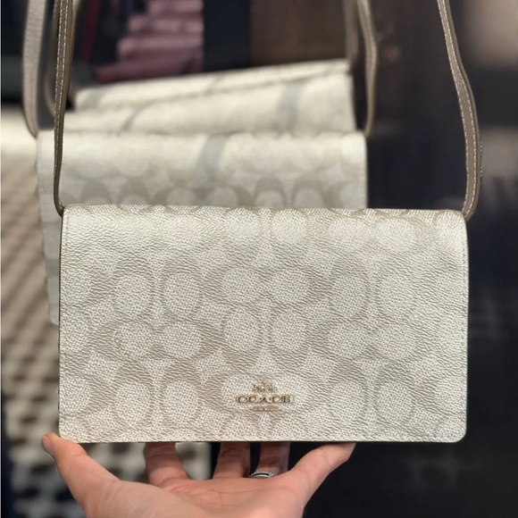 Coach Anna Foldover Clutch Crossbody Bag in Signature Canvas - Picture 3 of 9